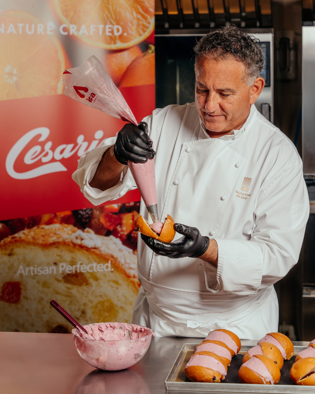 Cesarin - Sal De Riso using Cesarin amarena to fill a maritozzo