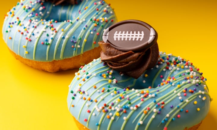 Graffiti Sprinkles football donut with nonpareils