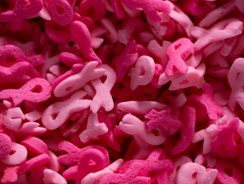 Graffiti Sprinkles pink ribbon shapes