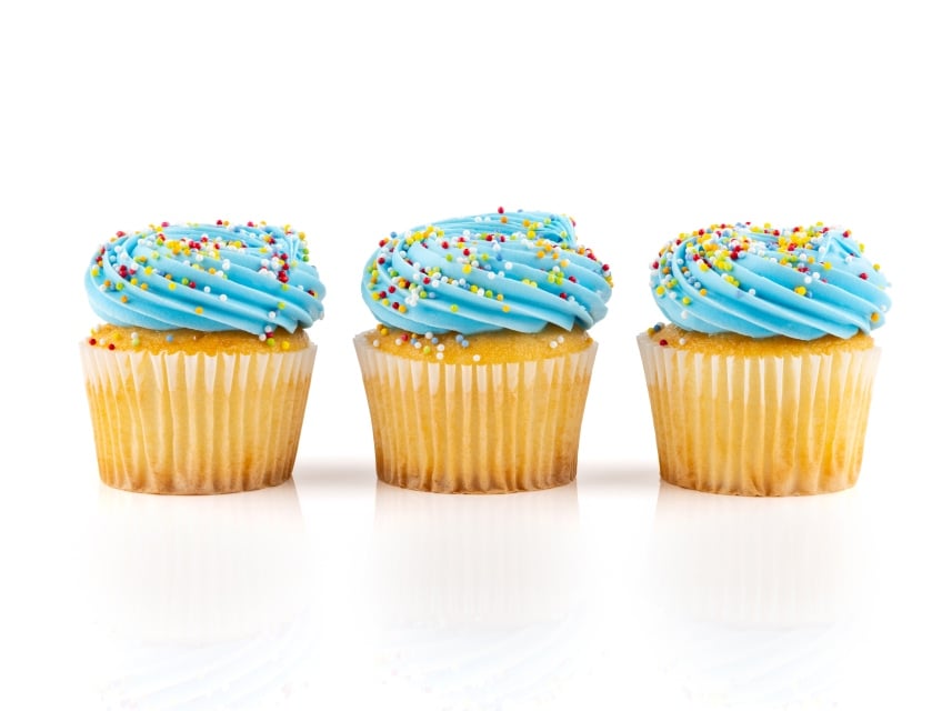 graffiti sprinkles blue cupcake with rainbow natural sprinkles