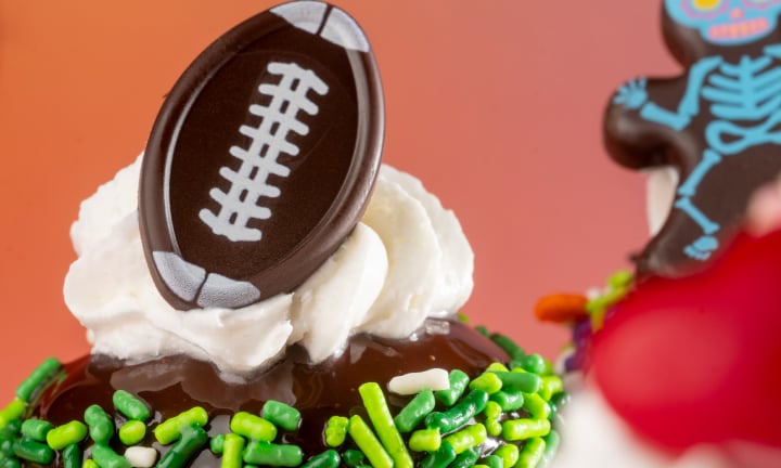 graffiti sprinkles football cupcake with sprinkles