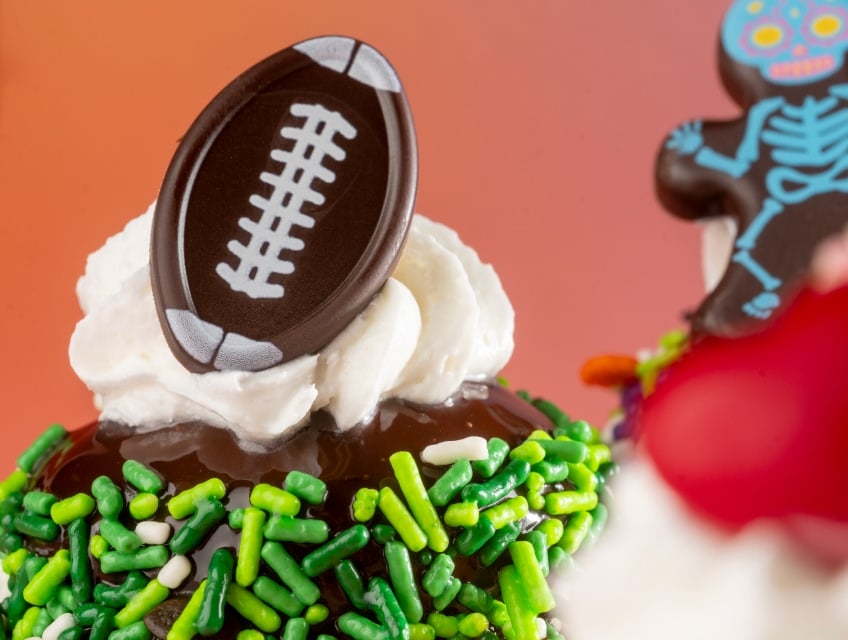 graffiti sprinkles football cupcake with sprinkles