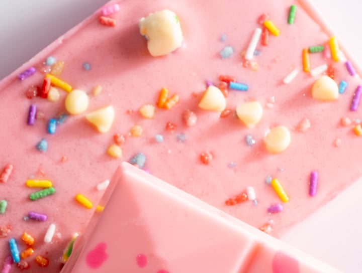 graffiti sprinkles pink chocolate bar with nut crunches