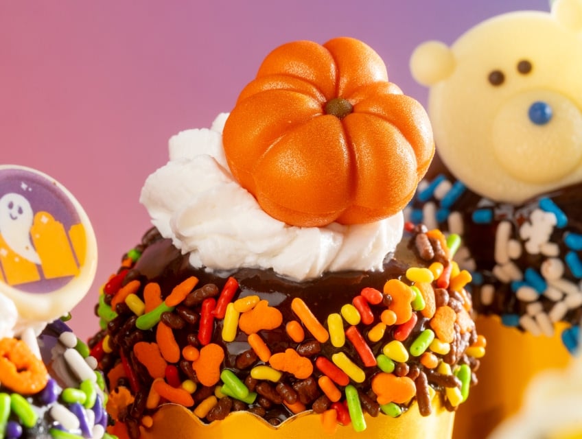 graffiti sprinkles pumpkin cupcake with sprinkles