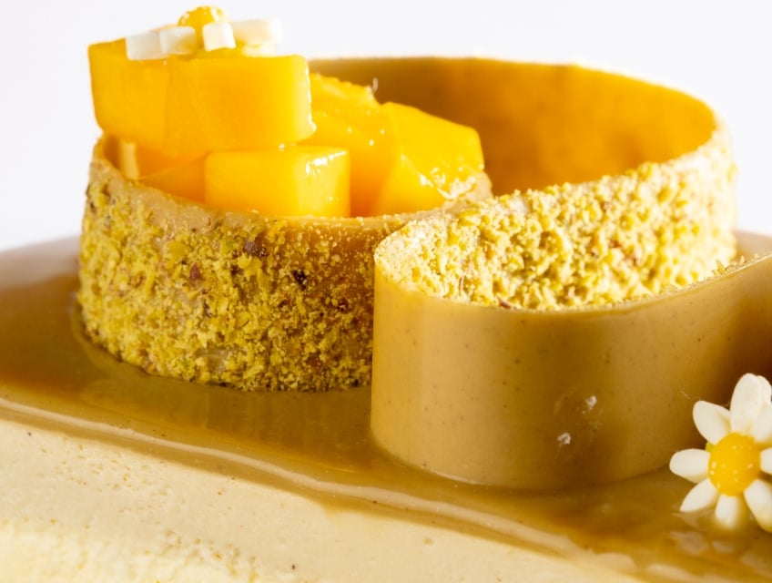 IRCA Since cream dessert with pistachio mango diced