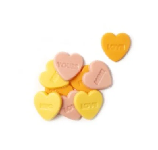 Variedade de mensagens de amor em forma de corações